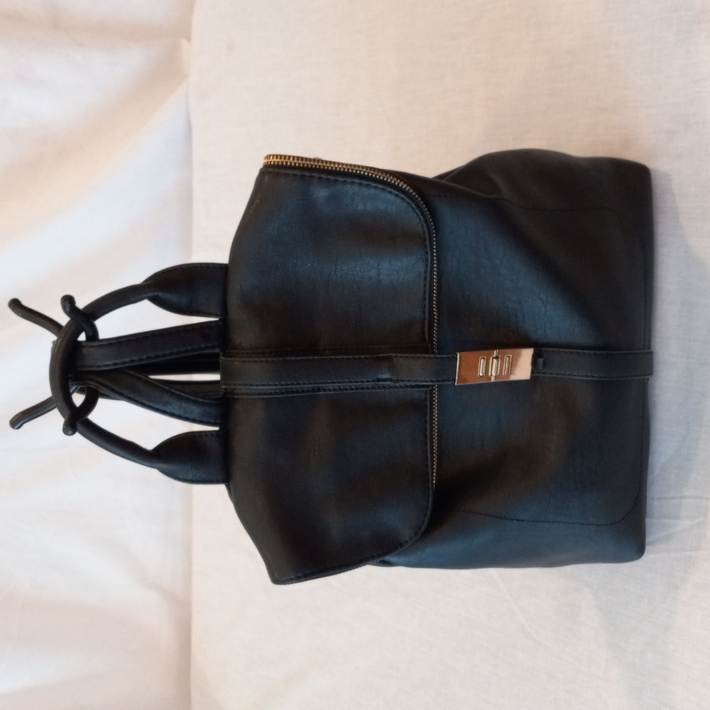 Miztique Black Faux Leather Backpack Purse
